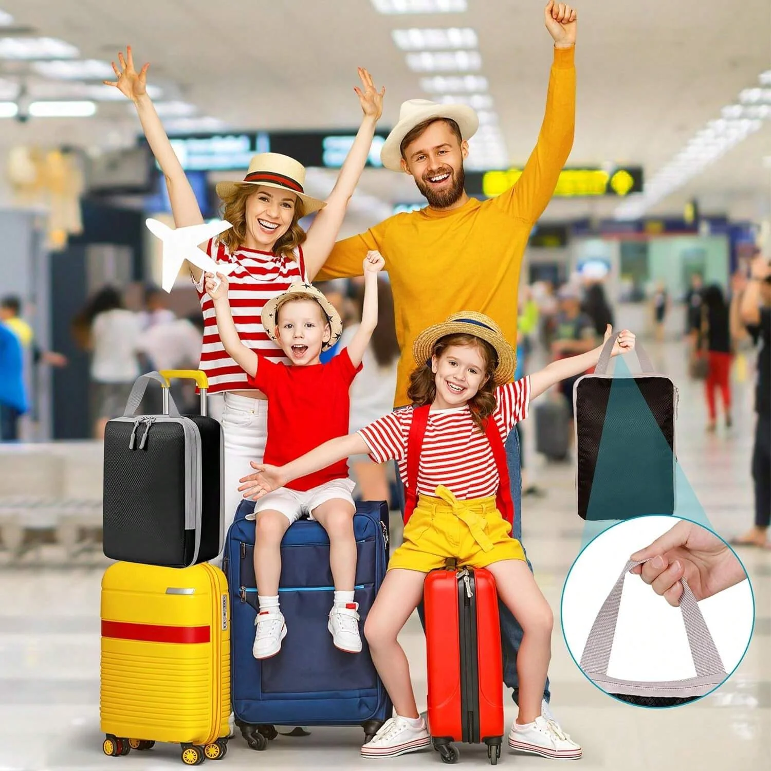 Set/6 Stück komprimierbare Verpackung Reise Aufbewahrungstasche Würfel wasserdichter Koffer Nylon tragbar mit Handtasche Gepäck Organizer Ryanai – Detail 9
