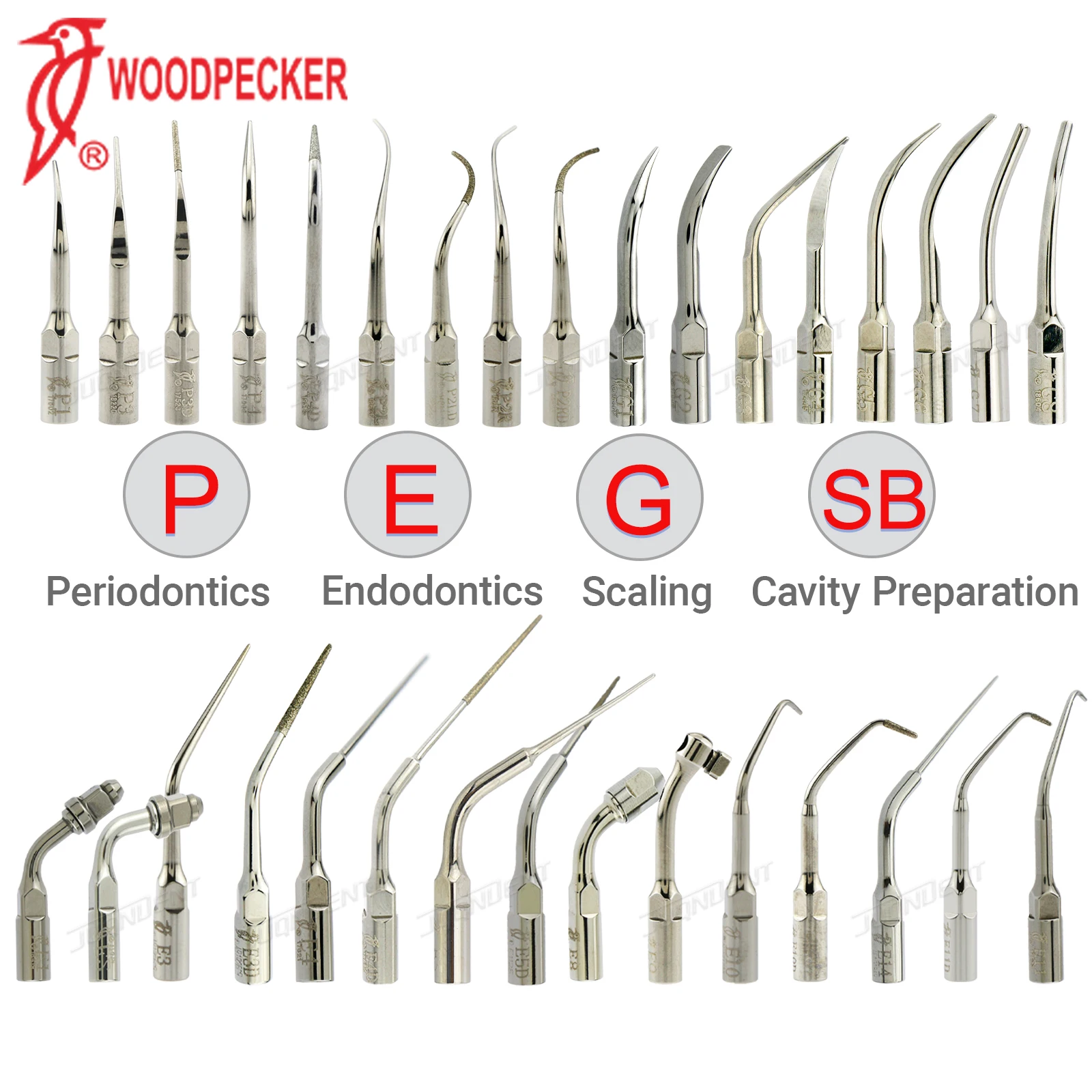 Original Woodpecker Dental Ultrasonic Scaler Tips Dentistry Scaling Endodontic Periodontics Tip Fit EMS Mectron Scaler Handpiece