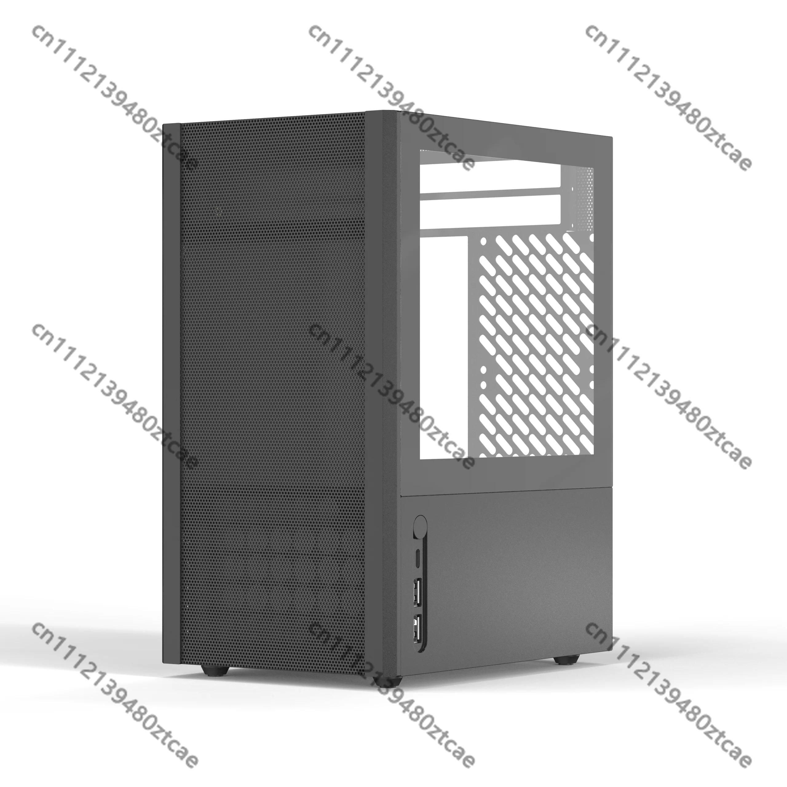 White Mesh ITX Desktop Chassis, SFX Plug-in Aluminum Alloy CNC Tower, Air-Cooled Portable Computer Case