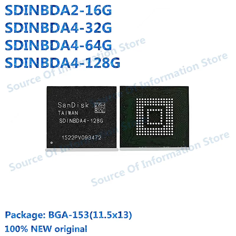 SDINBDA4-32G 64G 128G Memory Chip BGA-153(11.5x13) eMMC 128GB iNAND 7550 eMMC 5.1 WD/SD