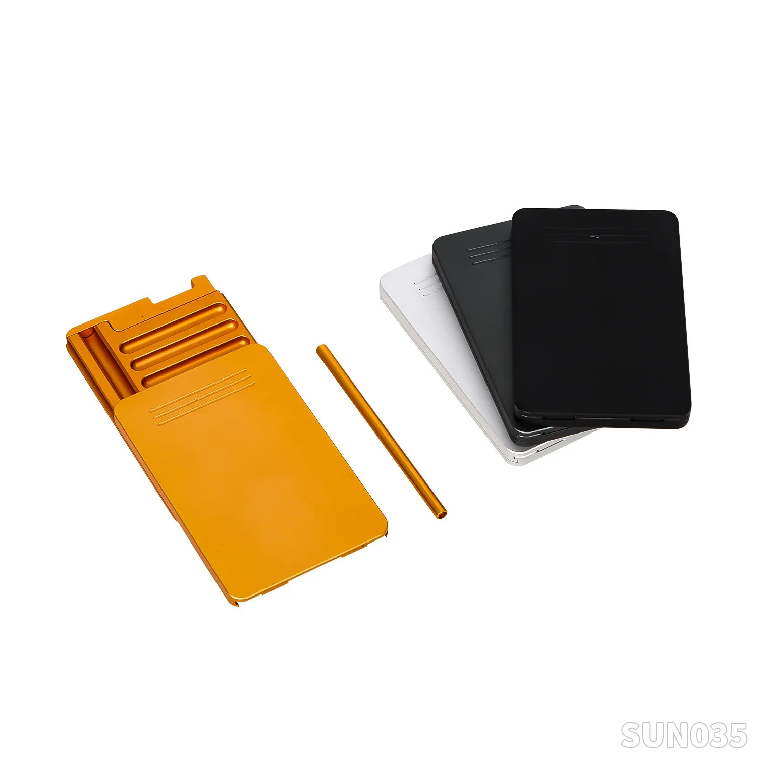 

8-Compartment Metal Snuff Cigarette Case Container with Sild Lid in Aluminum Straw Pocket Size Portable Storage Box