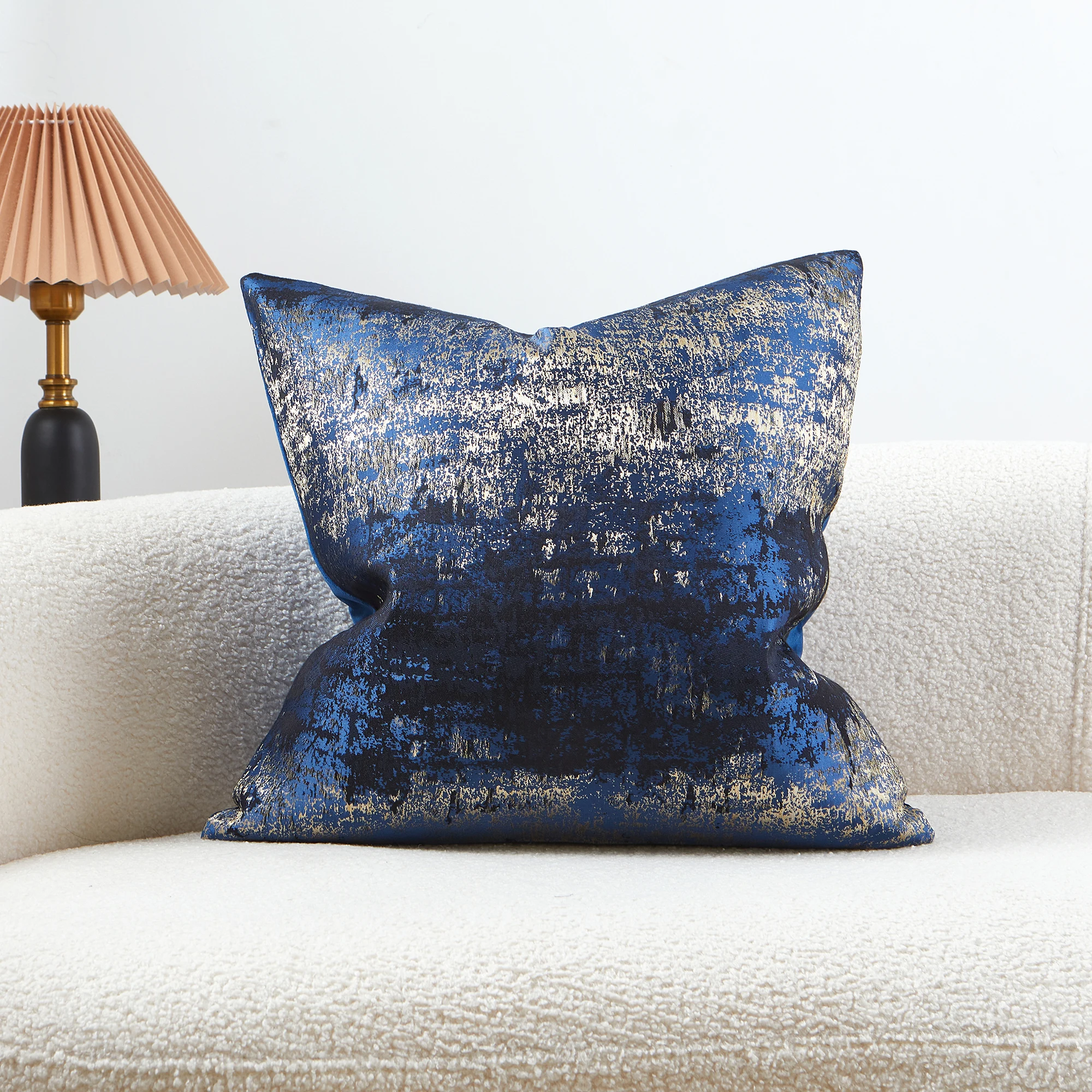 Luxury Navy and Gold Throw Pillow Covers, Modern Abstract Splash Pattern Decorative Cushion Covers for Sofa, Bedroom, Home Decor