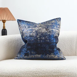Luxury Navy and Gold Throw Pillow Covers, Modern Abstract Splash Pattern Decorative Cushion Covers for Sofa, Bedroom, Home Decor