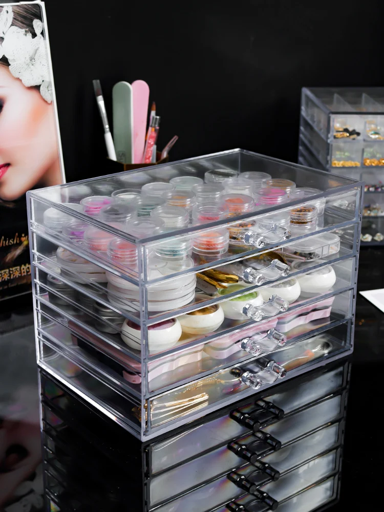 Nail UV Gel Polish Storage Box Manicure Extension Varnishes Holder Acrylic Transparent Drawer Storage Box Nail Art Jewelry Case