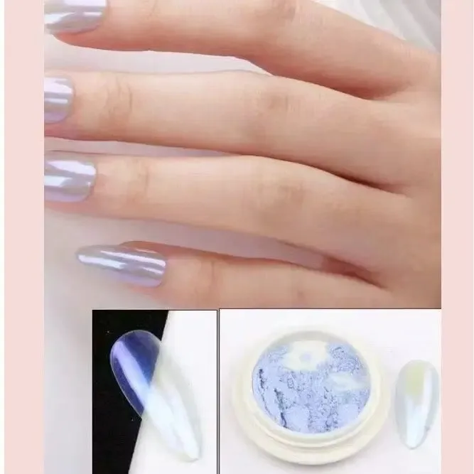 6 Flaschen Aurora Nail Powder: metallische Spiegeloberfläche, holografischer Farbwechsel. Geeignet für Nagelgel, Ölfarbe und Drea