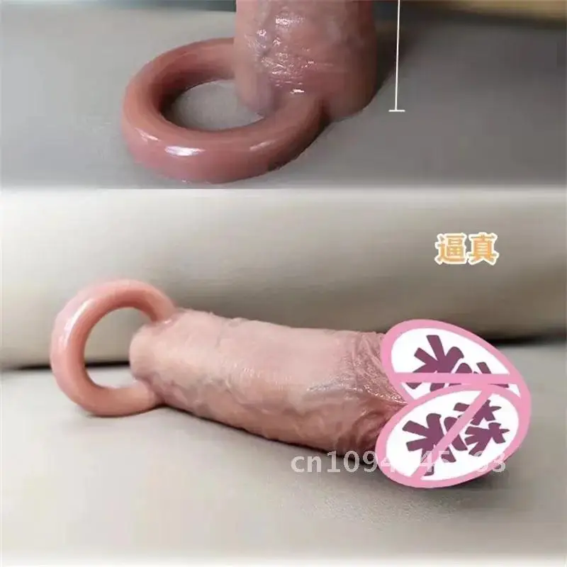 Preservativo super real para ampliação do pênis, ferramentas reutilizáveis para extensor de pau, brinquedo retardador de ejaculação, manga de silicone macio, produto sexual para homens