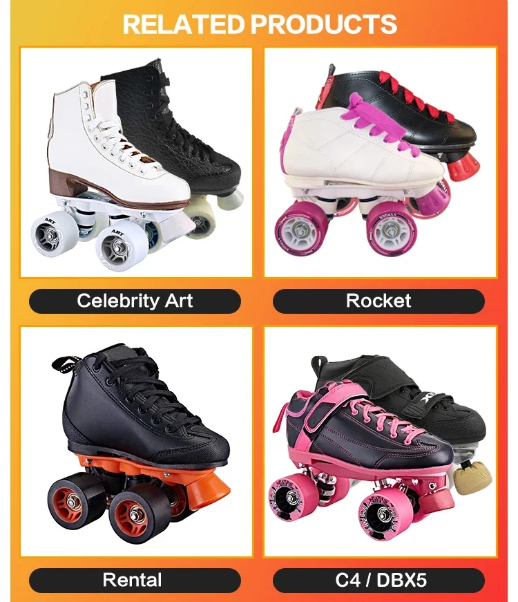 Factory Price OEM Customized Rental Double Row Four 4 Wheel Roller-Skate Shoes Boot Quad Roller Skate