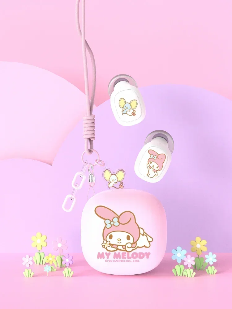 Hello Kitty Bluetooth Earphones Sanrio Kuromi Cute Wireless Headset My Melody Cinnamoroll Sport Noise Reduction Headphones