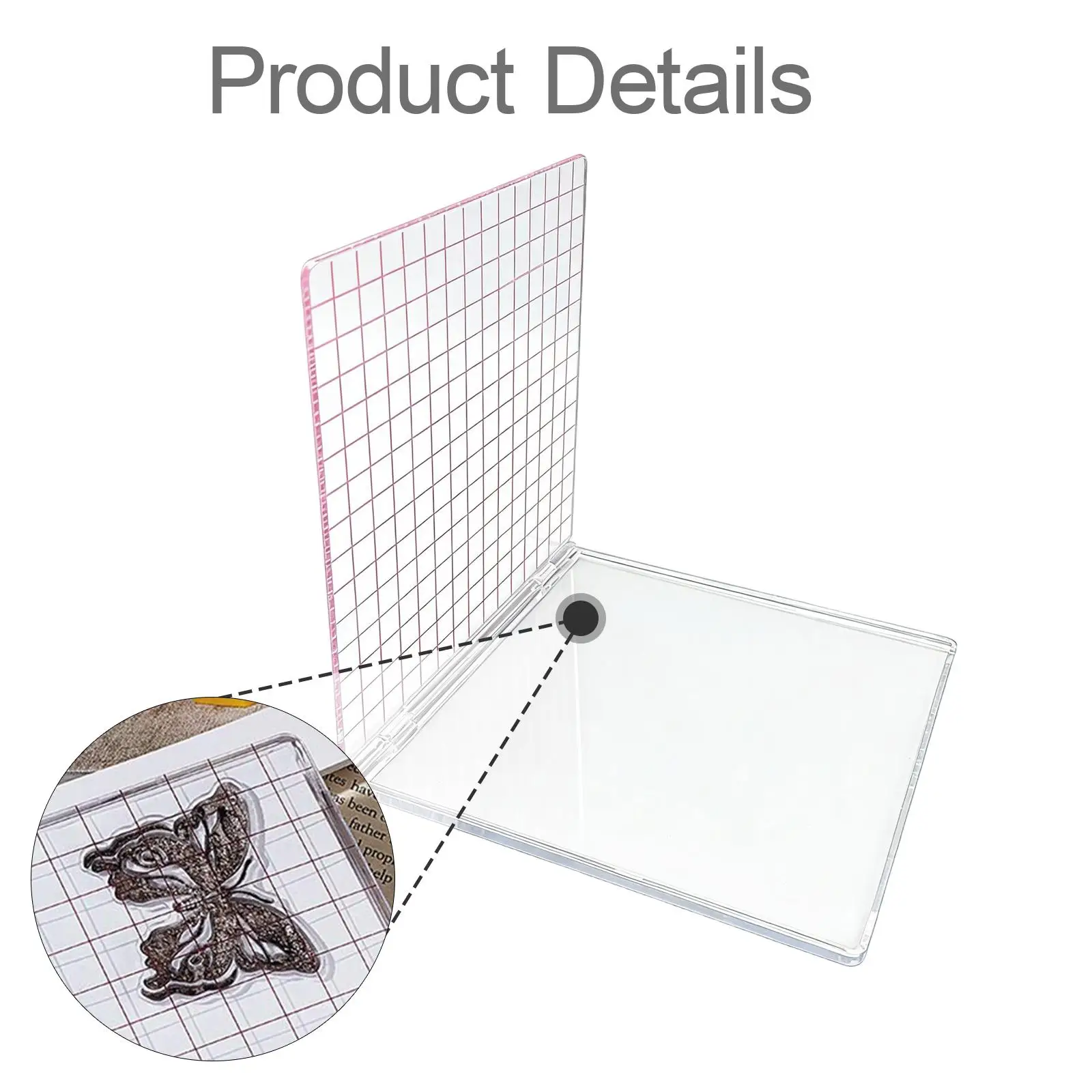 Acrylic Stamp Block Positioner Sturdy Transparent Tool for Journaling Stamps Inking DIY Paper Crafts