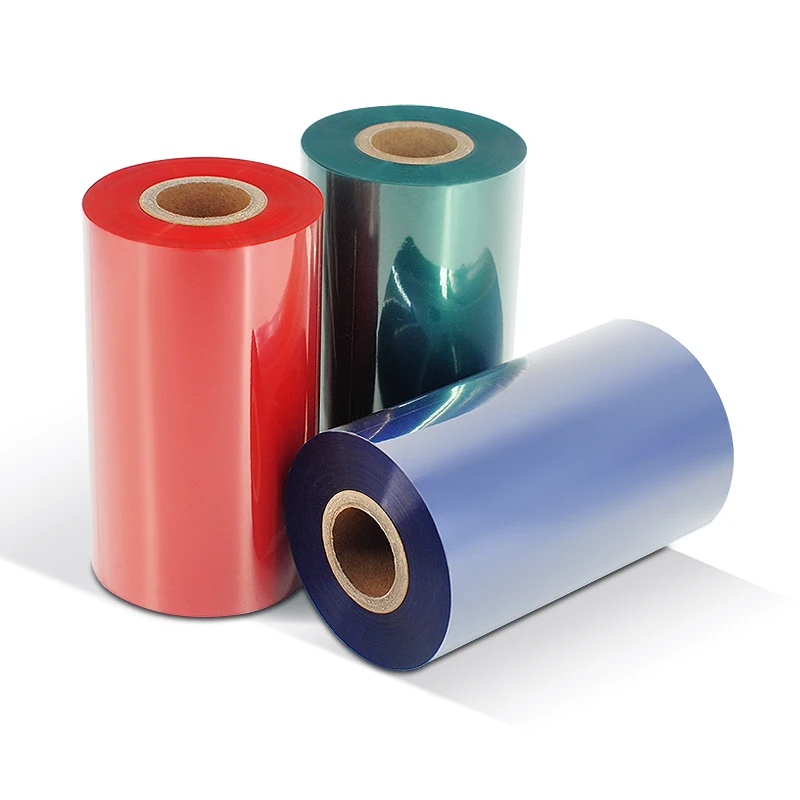 Color Barcode Printing Thermal Transfer Wax Based Ribbon Red Blue Green Ribbons Copper Plate Adhesive Label Printing Carbon Tape