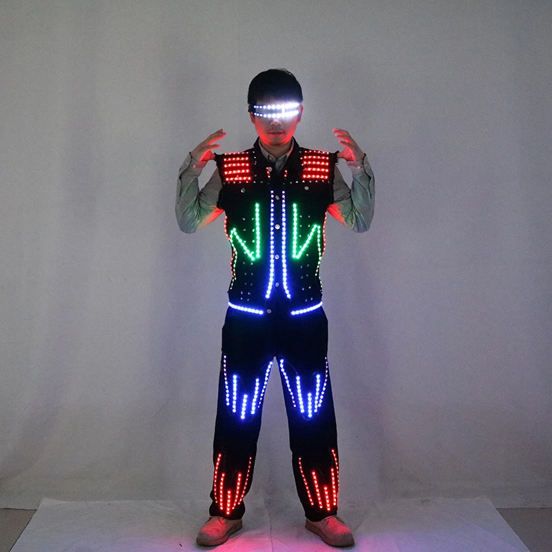 سترة مضيئة LED AI روبوت أداء الملابس الفلورسنت الدعائم ليلة حفلة مضاءة سترة #5