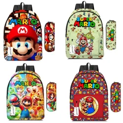 2 pz-set nuovo zaino Super Mario Mario borsa a tracolla Mario scuola elementare e media borsa scuola astuccio cartone animato