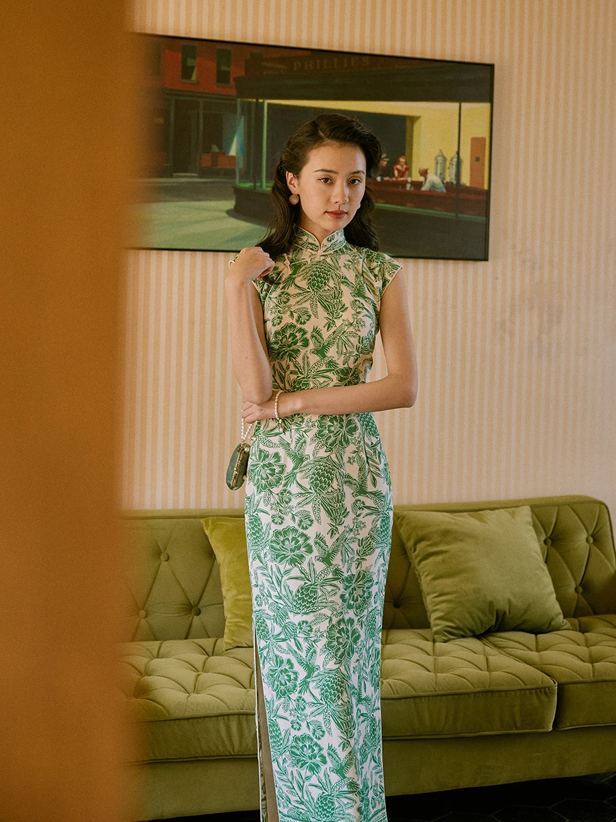 

Платье Momei весна-лето с разрезом, вставками из хлопка и шелка, в стиле ретро, для повседневной носки, с цветочным принтом