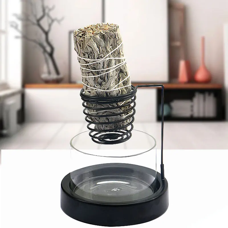 Quemador de incienso Pau Santo Salvia, soporte de placa de aromaterapia, decoración de palo de incienso para sala de estar, artesanías de Metal