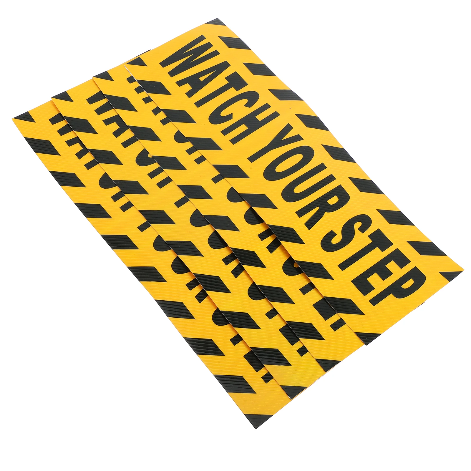 

4pcs Black Yellow Anti-slip Stickers 30x10cm PVC Caution Signs Watch Your Step Warning Tape Safety Decals for Stairs Hallways