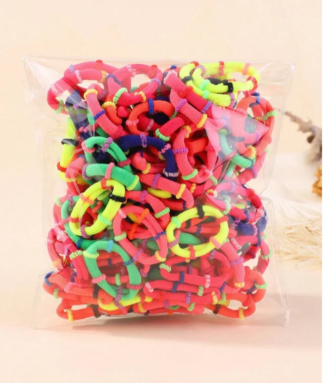 60Pcs Mixed Color Hair Bands for Children Nylon Ealstic Hair Ties Ponytail Hold Rubber Bands Baby Headband Girl Hair Accessories