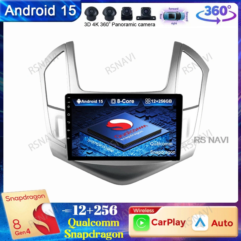 

Car Radio Android 14 For Chevrolet Cruze J300 J308 2012 -2015 Autoradio AUTO Stereo 8 Core RDS Qualcomm IPS Systems DVD BT DSP