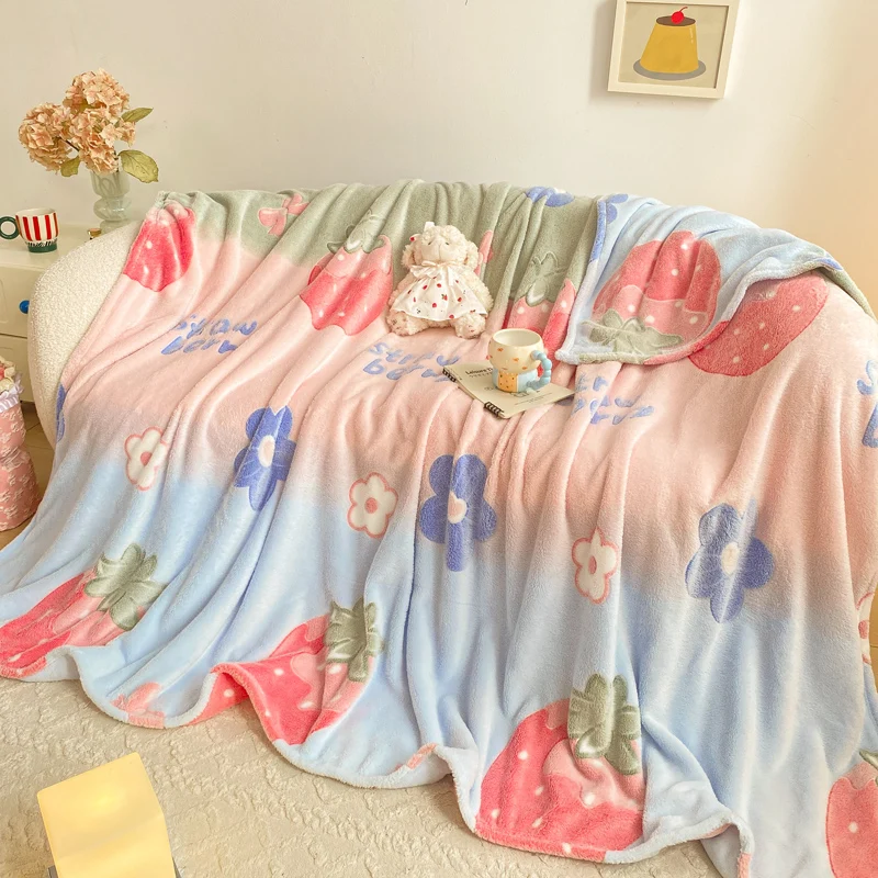 Winter Blanket for Beds Warm Soft Bedpreads for Sofa Fluffy Manta Flower Printed Plush Flannel Fleece Blankets for Winter 담요