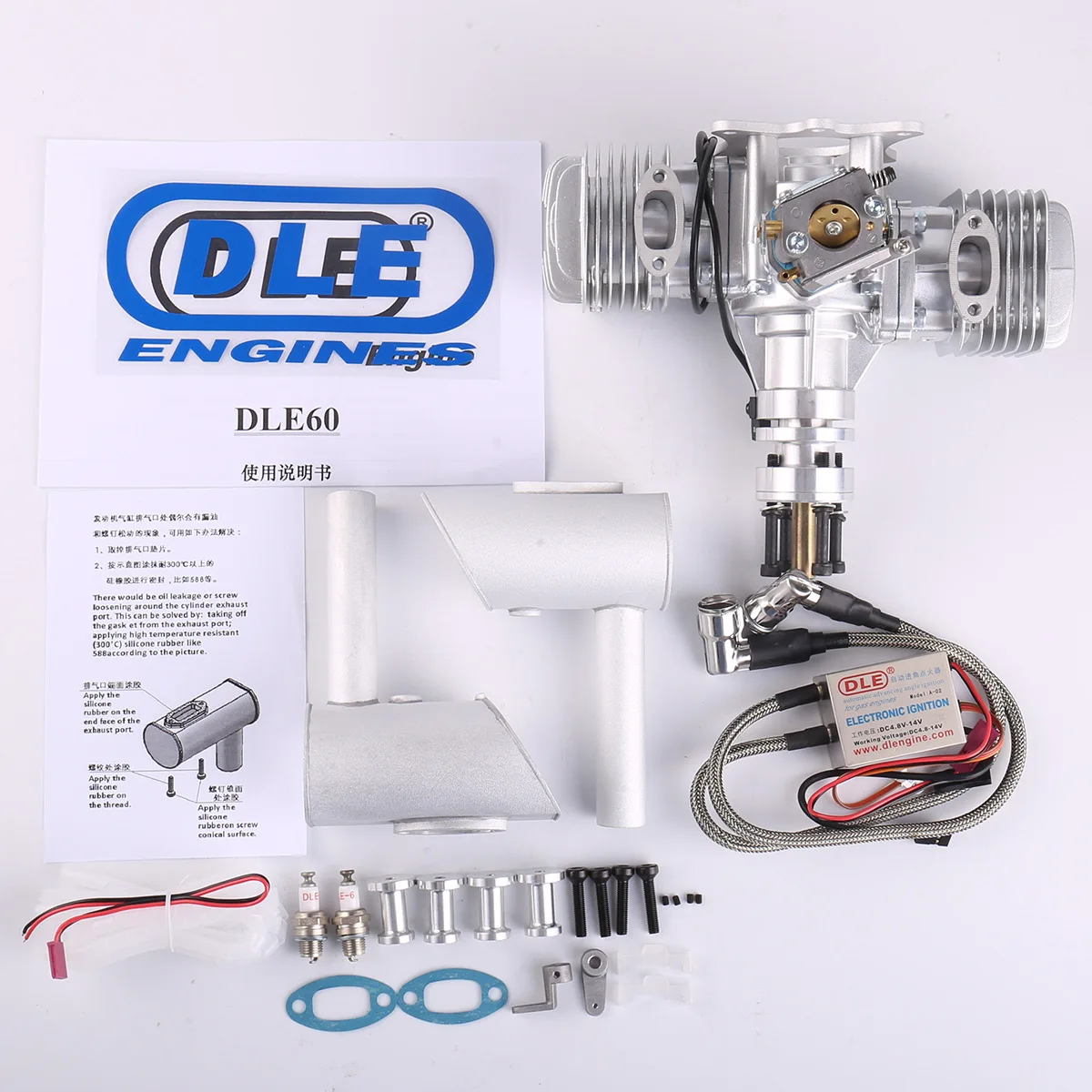 Original DLE60 60CC DLE Twin Cylinder 2-strokes Gasoline / Petrol Engine Motor for RC Airplane