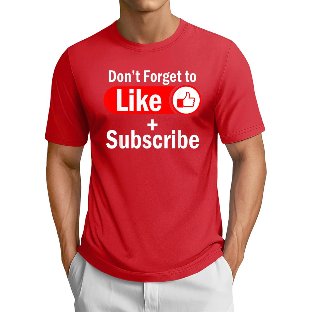 Like and Subscribe Video Graphic Printed T-Shirt Casual Fashion Loose Harajuku Y2k Man Women Clothing  Summer Cotton Tees