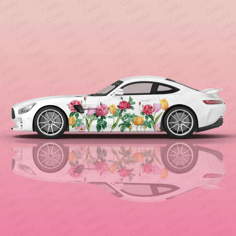 

Roses and Tulips Flowers Car Body Stickers Itasha Vinyl Car Side Decal Sticker Car Body Sticker Car Decor Stickers