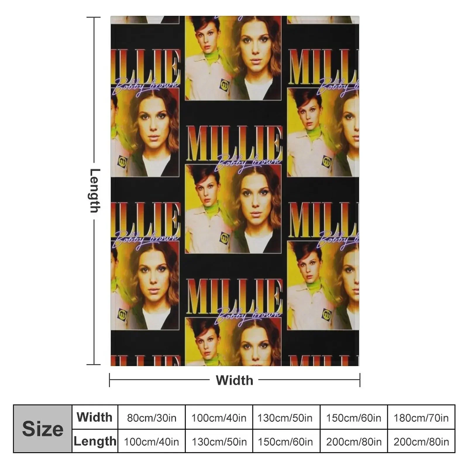 Millie Bobby-Brown 90s Vintage Black T-Shirt Throw Blanket couch cozy soft plush fuzzy picnic outdoor blanket
