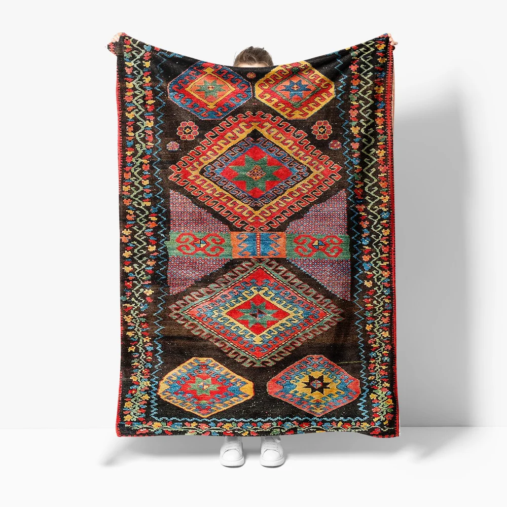 Colorful Geometric Kilim Rug Traditional Turkish Area Rug Handmade Vintage Bohemian Floor Mat Bed Runner Decor