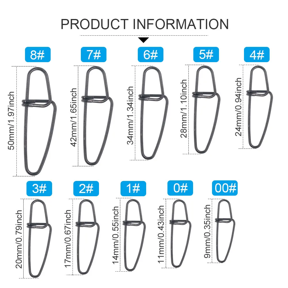 20pcs/lot Fishing Insurance Snap Fast-lock Fishing Connector Stainless Steel Crosslock Snaps Swivel Hook Fishing Tackle