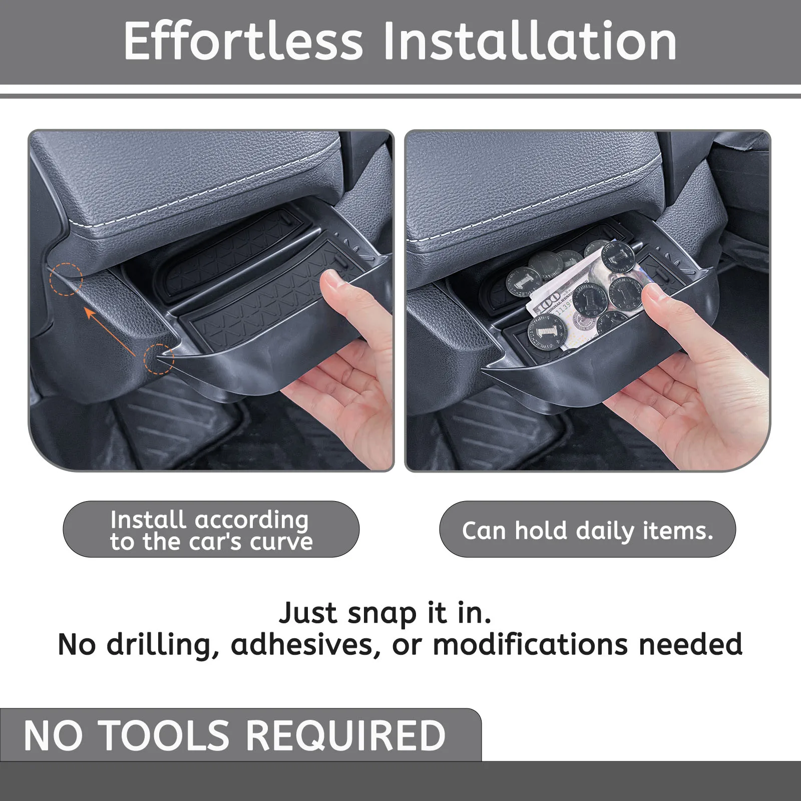 لتويوتا RAV4 اكسسوارات 2025 2024-2019 سائق درج صندوق تخزين صينية حجيرة درج المنظم تخزين حامل العملة الداخلية #4