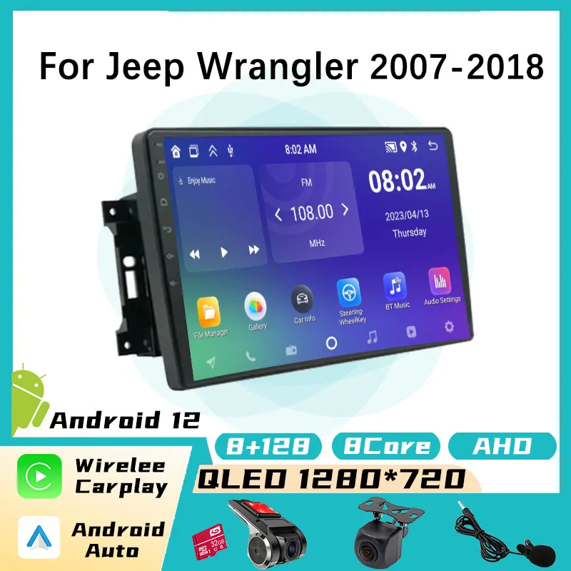 

2 Din Android Car Radio for Jeep Wrangler 2007-2018 Stereo Carplay Car Multimedia Player GPS Navigation Autoradio Head Unit Auto