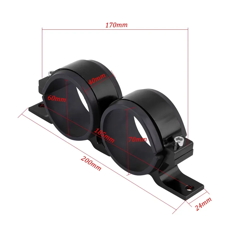 Aluminum Alloy 60mm Car Fuel Pump Mounting Bracket Dual Filter Clamp Cradle Black