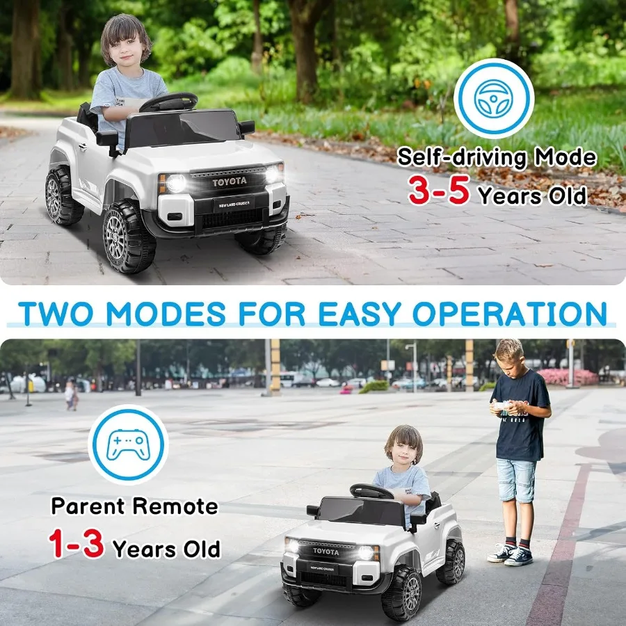 12V 電動乗用車、ライセンス取得済みのトヨタ電気トラック（幼児向け）、リモコン付き、開閉可能なドア付き子供用バッテリーカー、3段階速度調整
