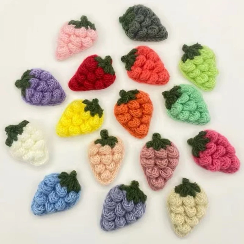 1 шт. цветные вязаные крючком клубники, тканые фотопатчи для одежды, шляпы, игрушек, Швейные Тканые Зажимы Ручной работы, аксессуары для декора «сделай сам»