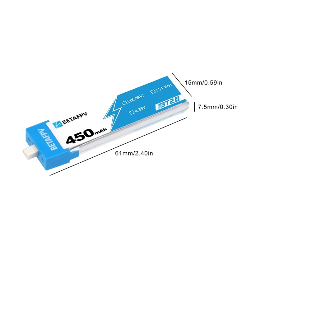 BETAFPV Ceuts FPV 키트 레이싱 드론용 배터리, 오리지널 4.35V 30C FPV Lipo BT2.0 커넥터, BT2.0, 550mAh, 450mAh, 1S