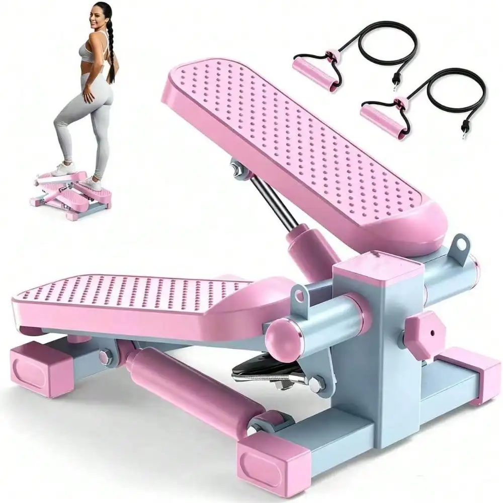 Mini Stepper Stair Walker with Resistance Bands 220lb Capacity for Home Cardio Fitness