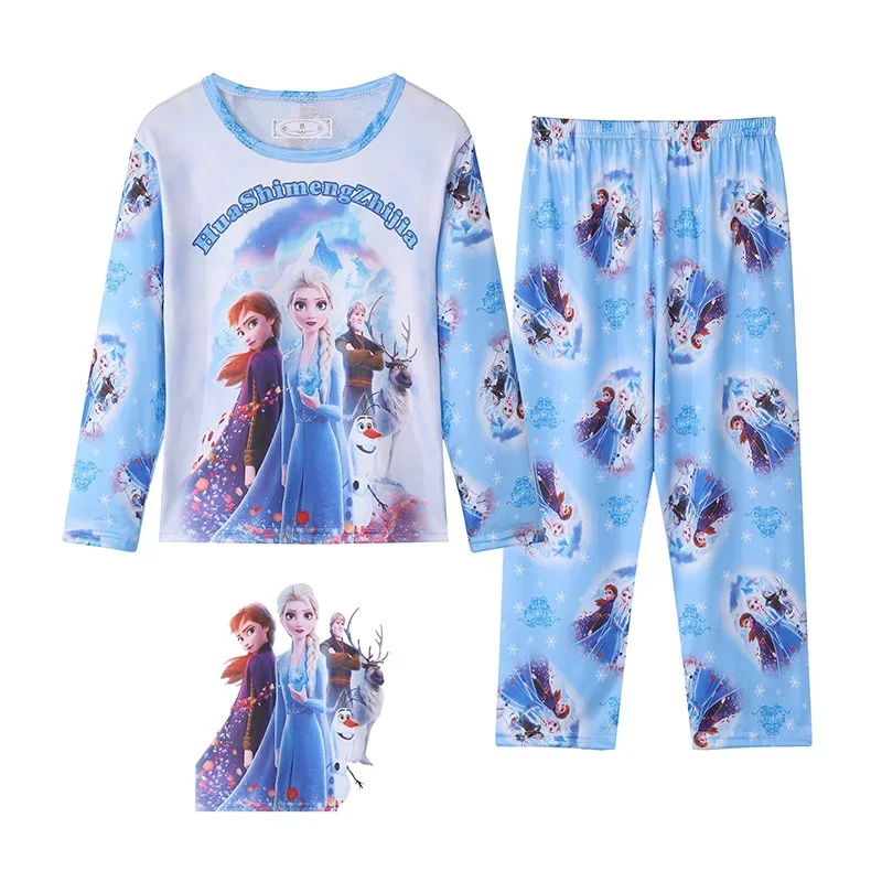 Girls Pajamas Anna Elsa Clothing Sets Kids Long Sleeve +Pant 2Piece  Children Home Clothing Girl Nightgown