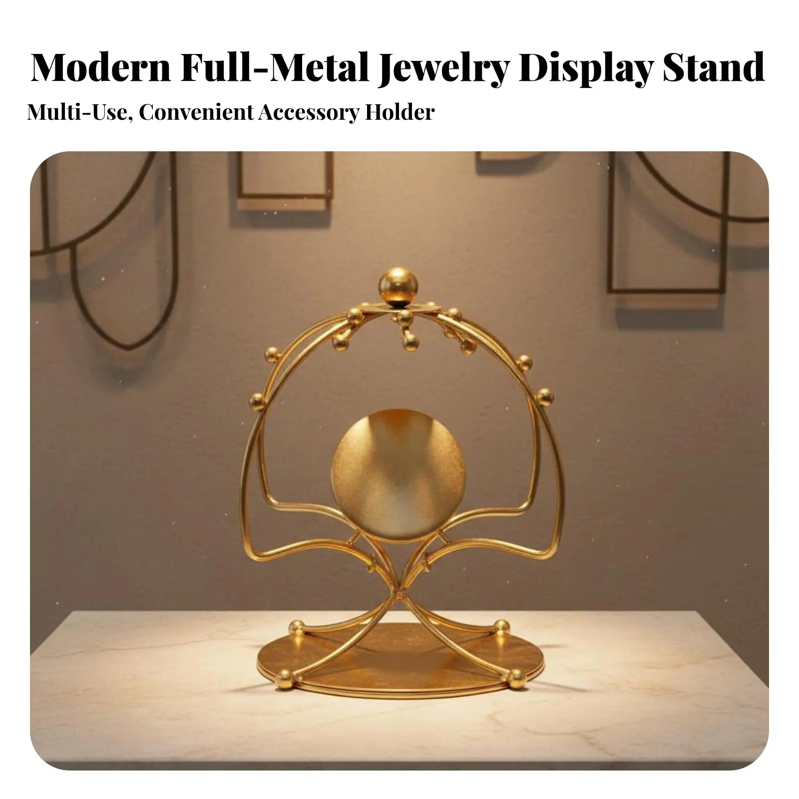 Gold Crown Display Stand Elegant Design Metal Crown Display Stand Tiara Organizer Rack Sturdy Construction for Boutique, Wedding