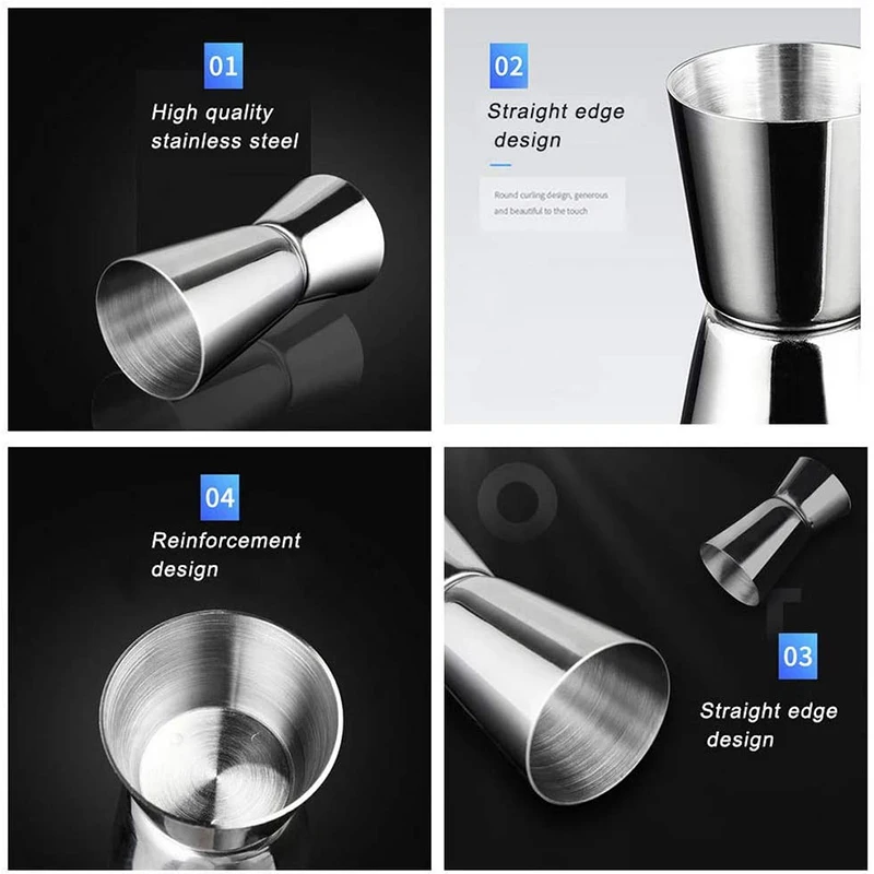 Stainless Steel Drink Spirit Measure Cup 25/50 ml Bar Craft Double-Side Measuring Cup Party Wine Cocktail Shaker for Home Bar