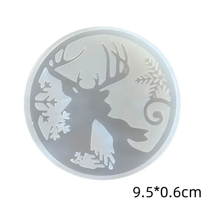 Resin Coaster Molds Silicone, Hollow Coaster Epoxy Molds with Butterfly, Deer, Tree, Candy, Cat Shapes, DIY Round Coaster Molds