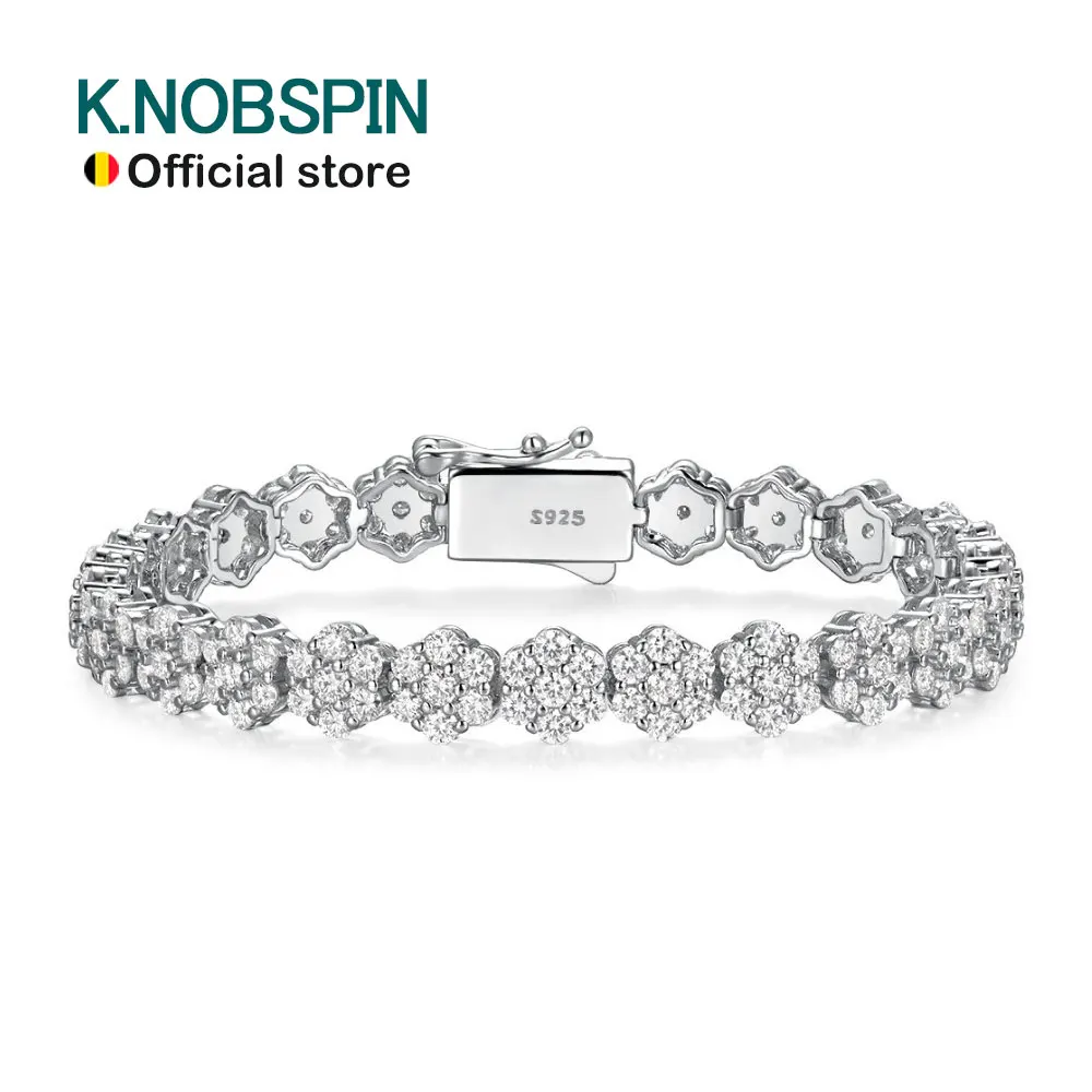 

KNOBSPIN все 2 мм муассанитовый теннисный браслет с бриллиантами GRA 925 посеребренные 18 К ювелирные браслеты для свадебной вечеринки для женщин и мужчин