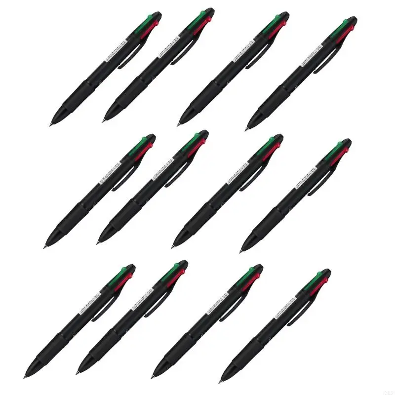 

12Pcs Retractable Multicolor Pen for Student Adult, 4 Color-in-1 Ballpoint Pen