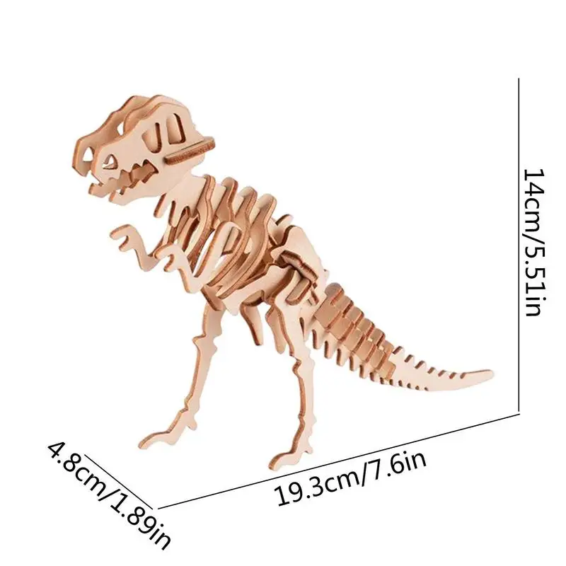 3D Puzzles de madeira para crianças, dinossauros, animais, quebra-cabeças, montagem educacional, DIY Model Toy