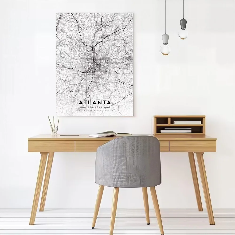 Atlanta Georgia Map Art Canvas Wall Art Poster Personalized Photo Printing Perfect Gift for Home Decor Luxury Decoration Bedroom