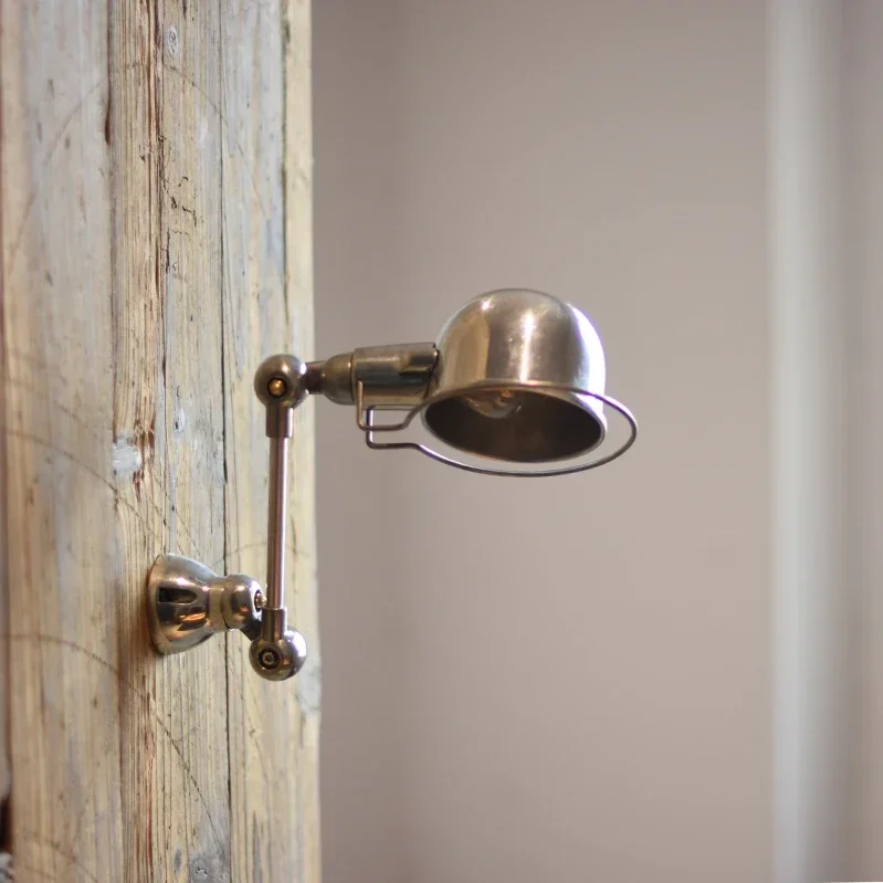 

Luxury Small Nordic Rocker Long Arm Aluminum E14 Wall Light Industrial Wind Retro Creative Bedside Bar