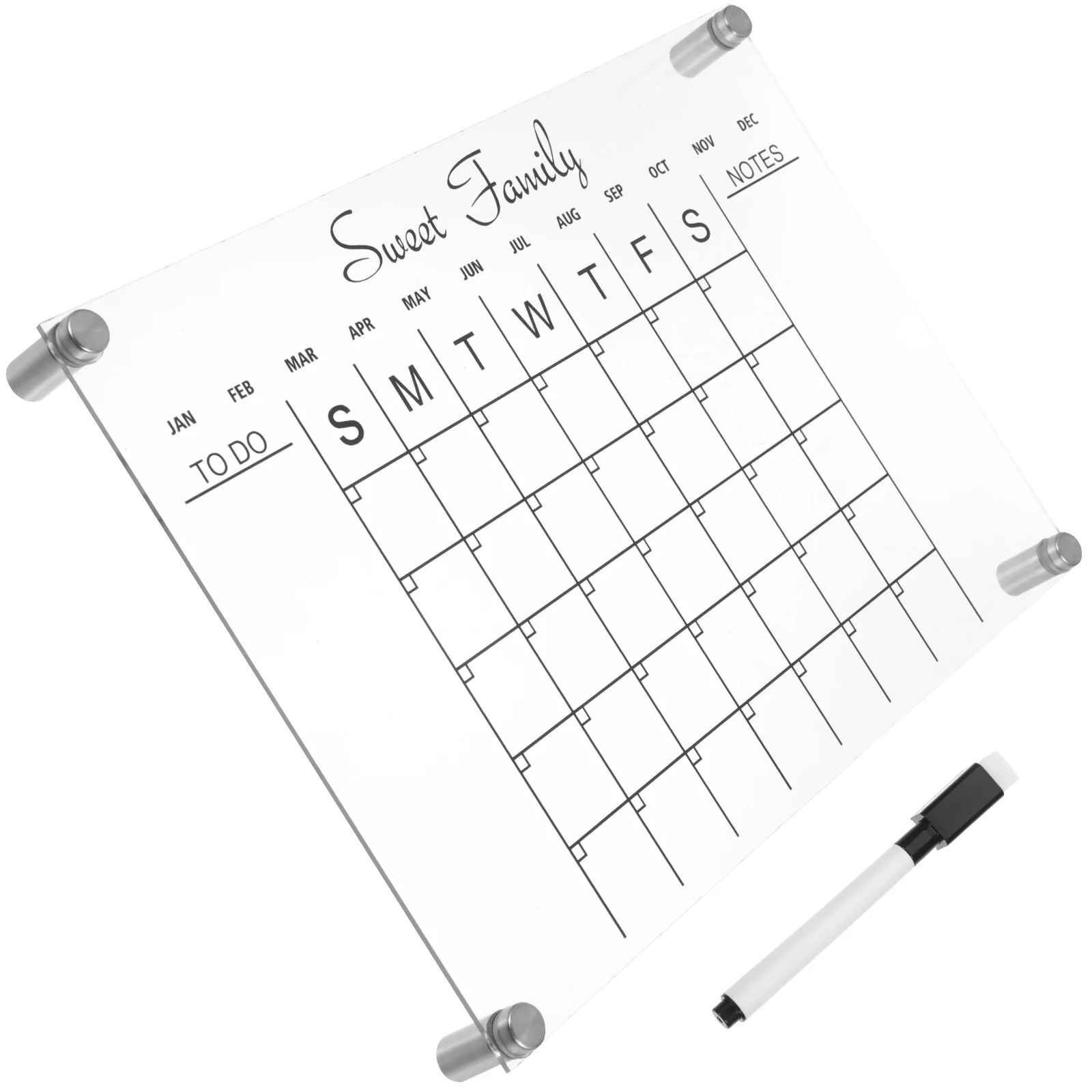 

Transparent Acrylic Writing Board Dry Erase Fridge Planner Clear Calendar Desk 4 Hooks PenReusable Home Office School Supplies