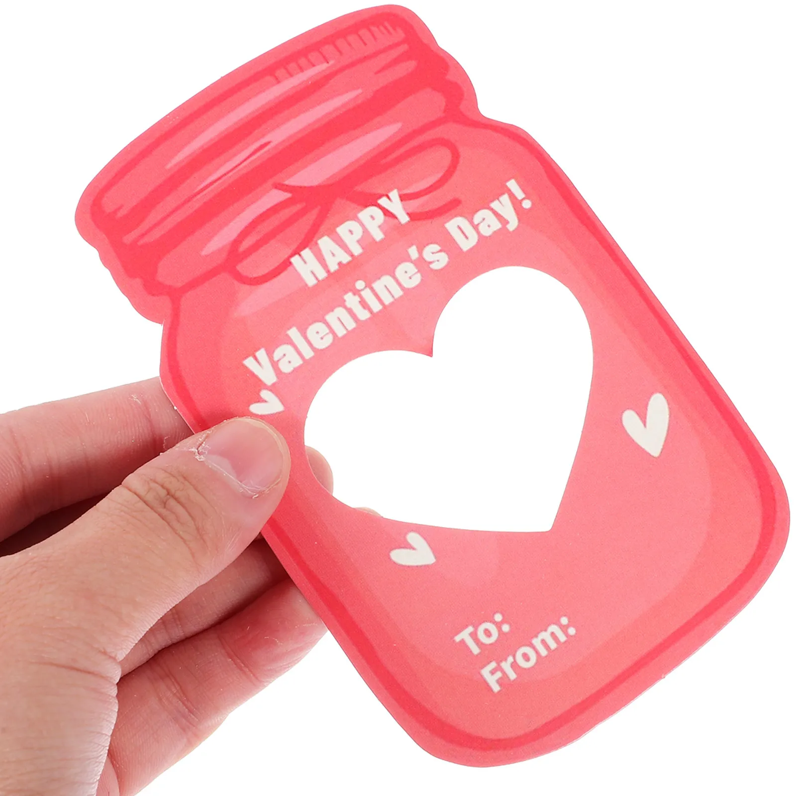 1Set Valentine's Day Cards Drifting Bottle Shape Romantic Heart Pattern Message Greeting Gift Blessing Card Blank Greeting Card