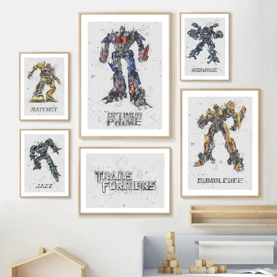 Transformation Optimus Robot Autobot Movie Kids Gift Wall Art Print Canvas Painting Nordic Poster Pictures for Living Room Decor