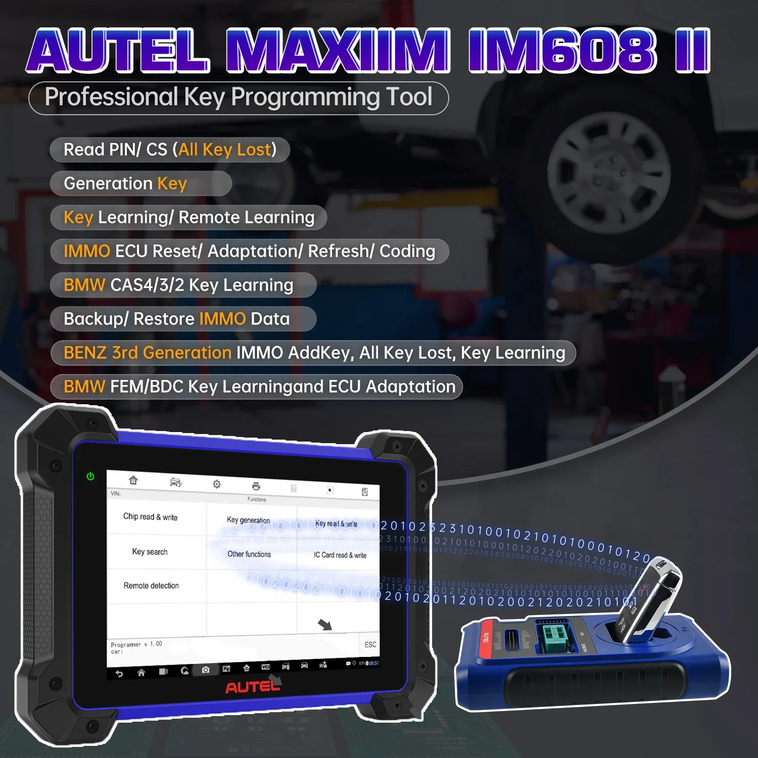 Autel im608 ii pro maxim 608 programador chave completa 2 scanner im608ii ferramenta de diagnóstico do carro immo chave programação pk im508 im508s