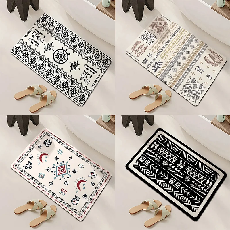 Black and White Simple Pattern Door Front Mat Decoration Home Bathroom Mat