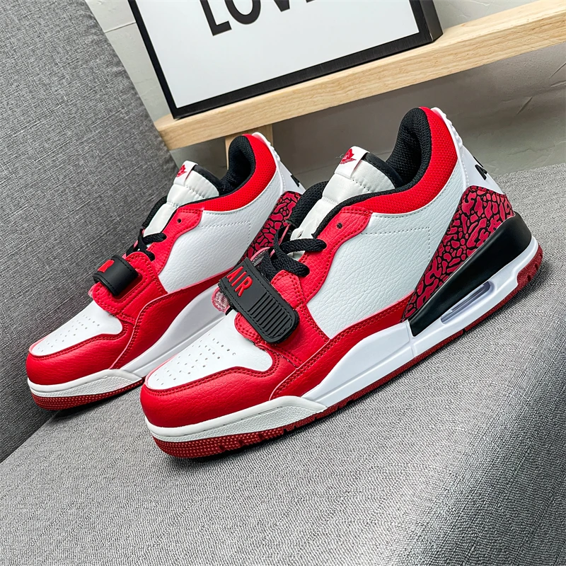 Low cut air cushion retro basketball sports casual sneakers, versatile design for couples, trendy shoes